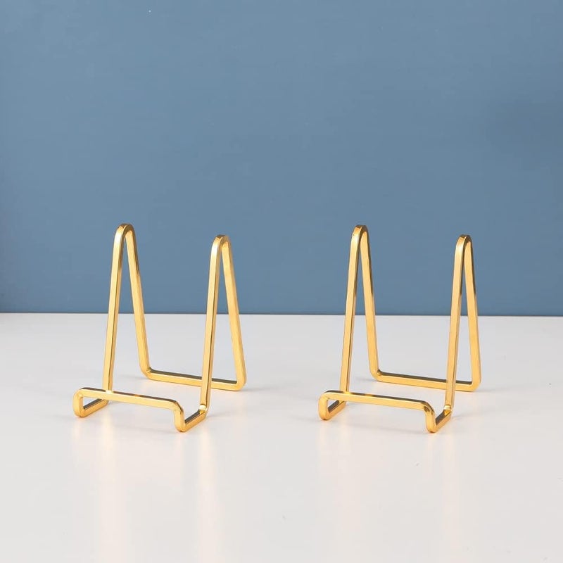 DIDUDIDU Large Plate Holder Display Stand - 12 inch Super Tall Big Plate Stands for Heavy Duty Display - Metal Picture Frame Stand - Tabletop Easel Stand for Decorative Platter | Plaque | Book - 3 Pack - Gold - Image 4